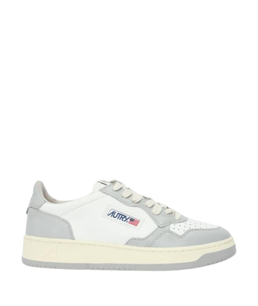 AUTRY Серые кожаные низкие кроссовки / кеды, фото 1