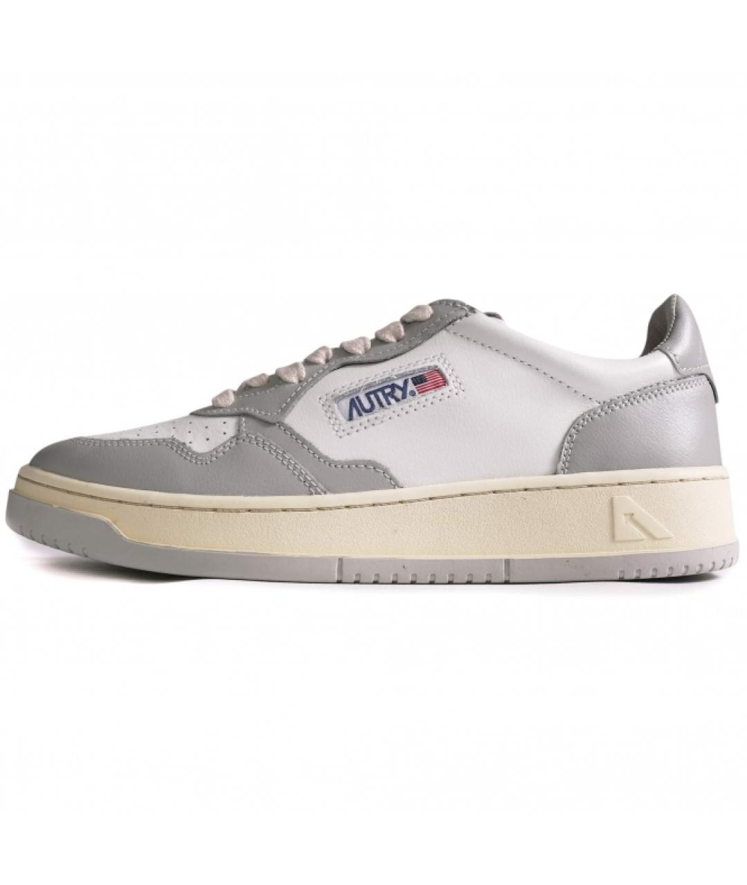 AUTRY Серые кожаные низкие кроссовки / кеды, фото 5