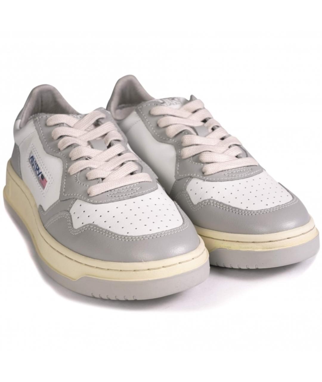 AUTRY Серые кожаные низкие кроссовки / кеды, фото 2