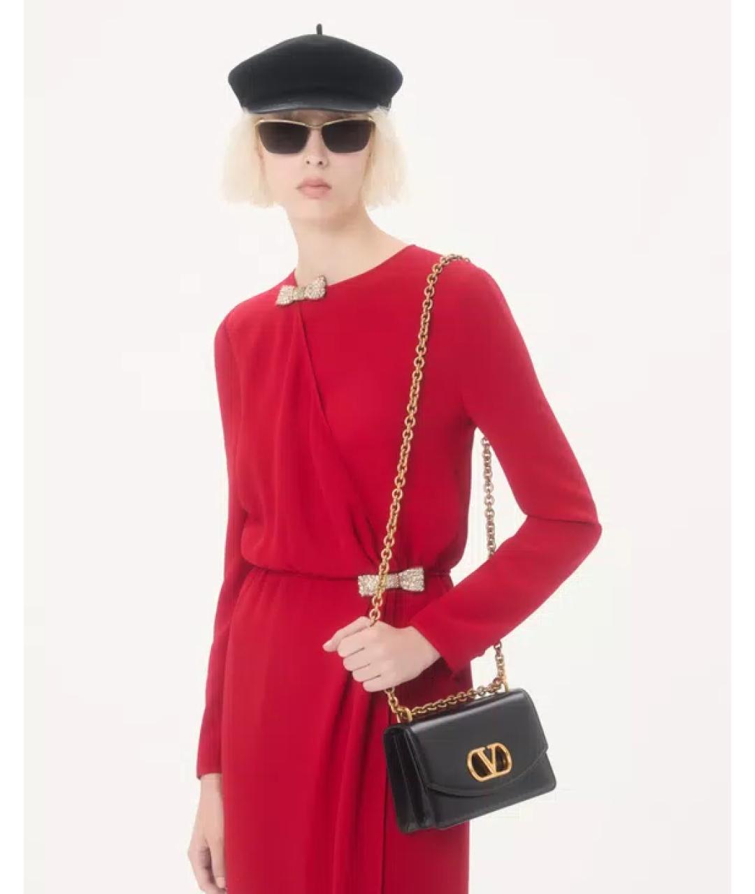 VALENTINO Черная кожаная сумка через плечо, фото 6