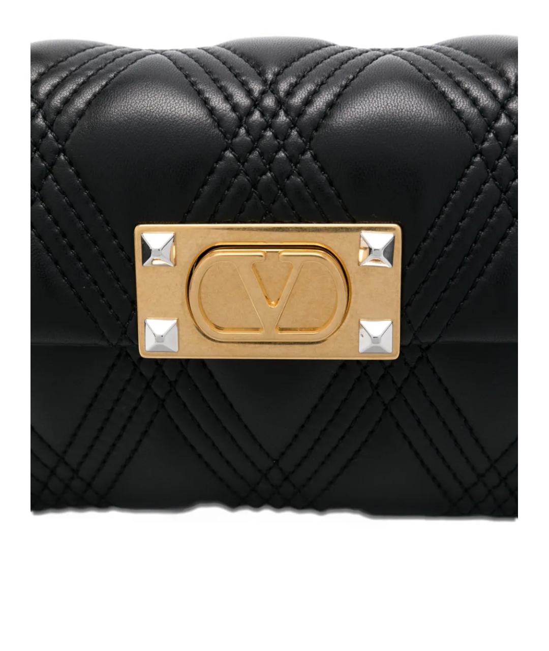 VALENTINO Черная кожаная сумка с короткими ручками, фото 4