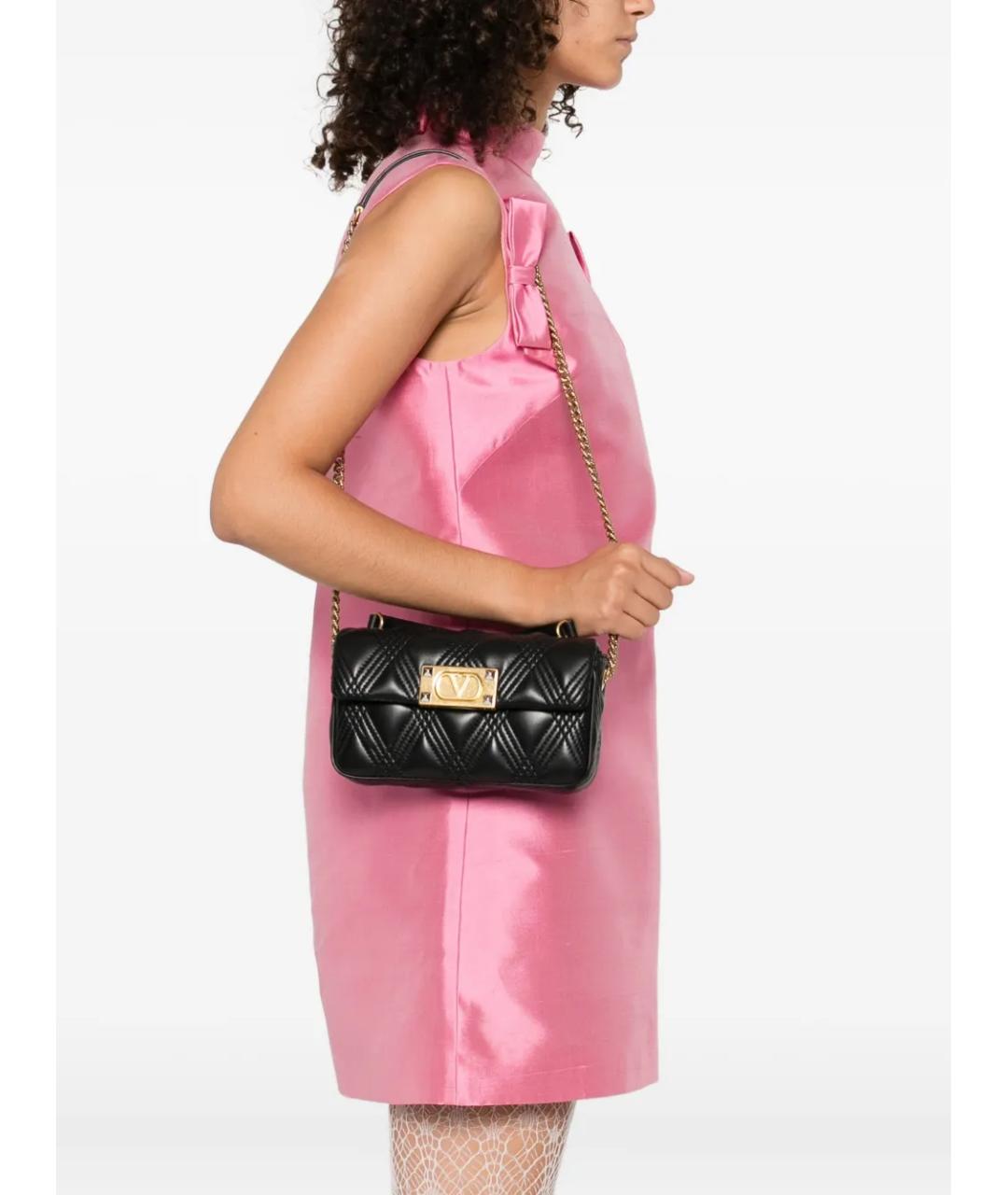 VALENTINO Черная кожаная сумка с короткими ручками, фото 2