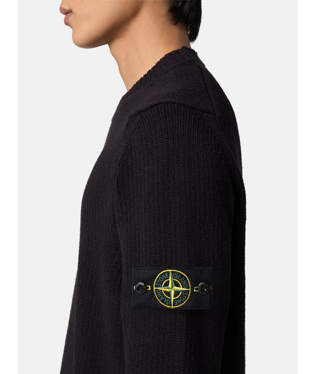 STONE ISLAND Темно-синий хлопковый джемпер / свитер, фото 3