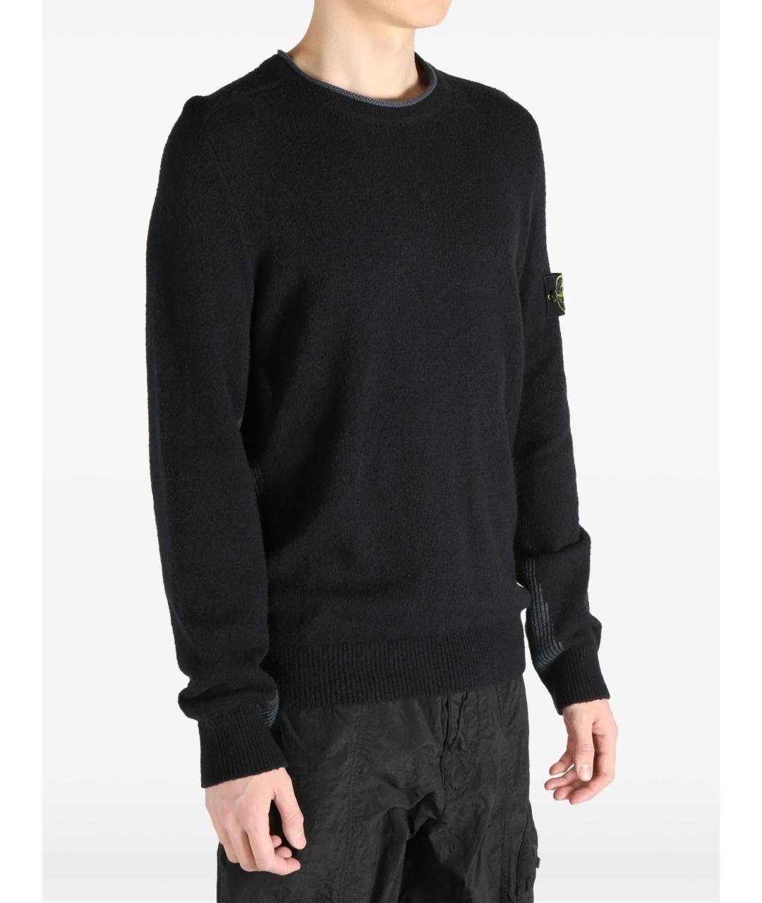 STONE ISLAND Черный хлопковый джемпер / свитер, фото 2