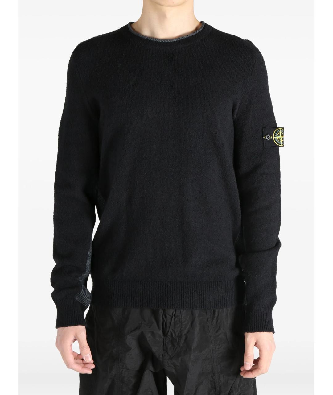 STONE ISLAND Черный хлопковый джемпер / свитер, фото 4