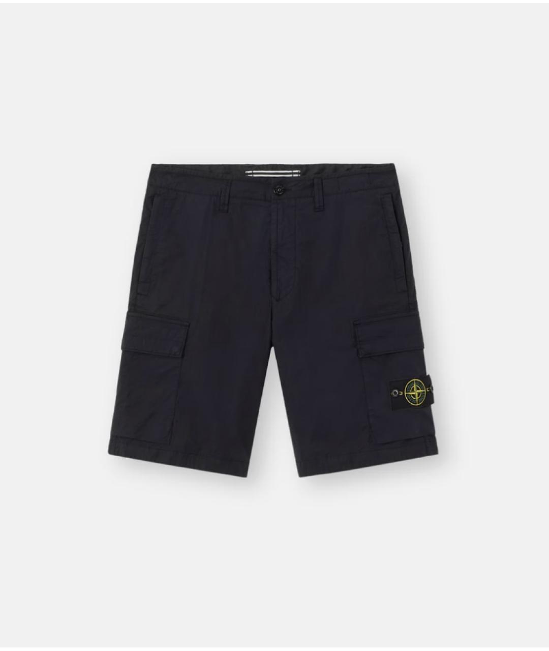 STONE ISLAND Темно-синие хлопко-эластановые шорты, фото 6