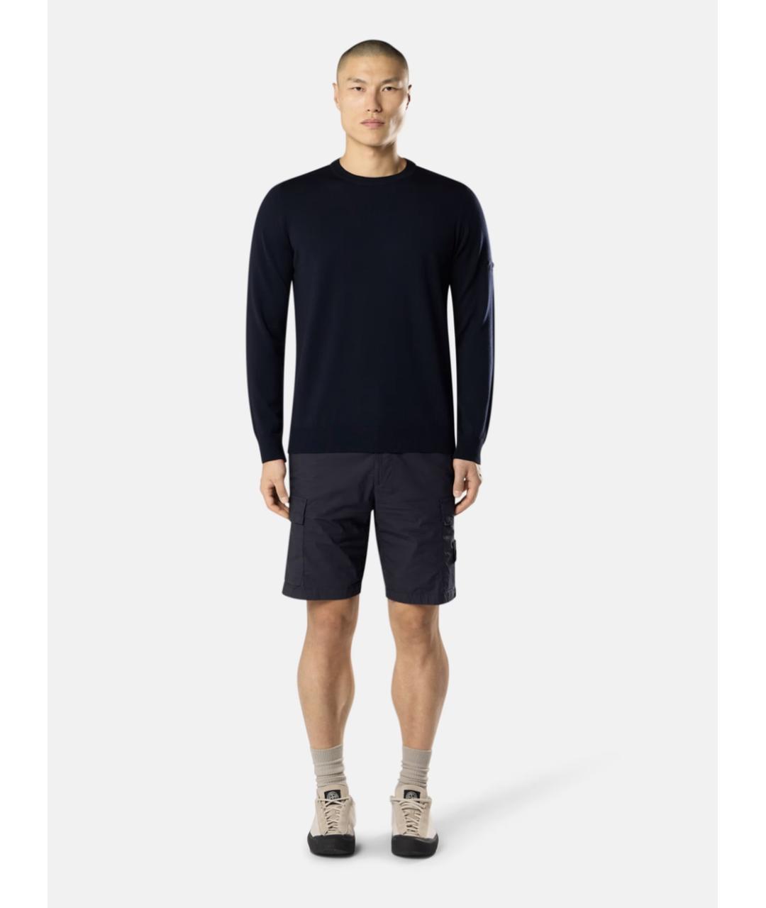 STONE ISLAND Темно-синие хлопко-эластановые шорты, фото 2