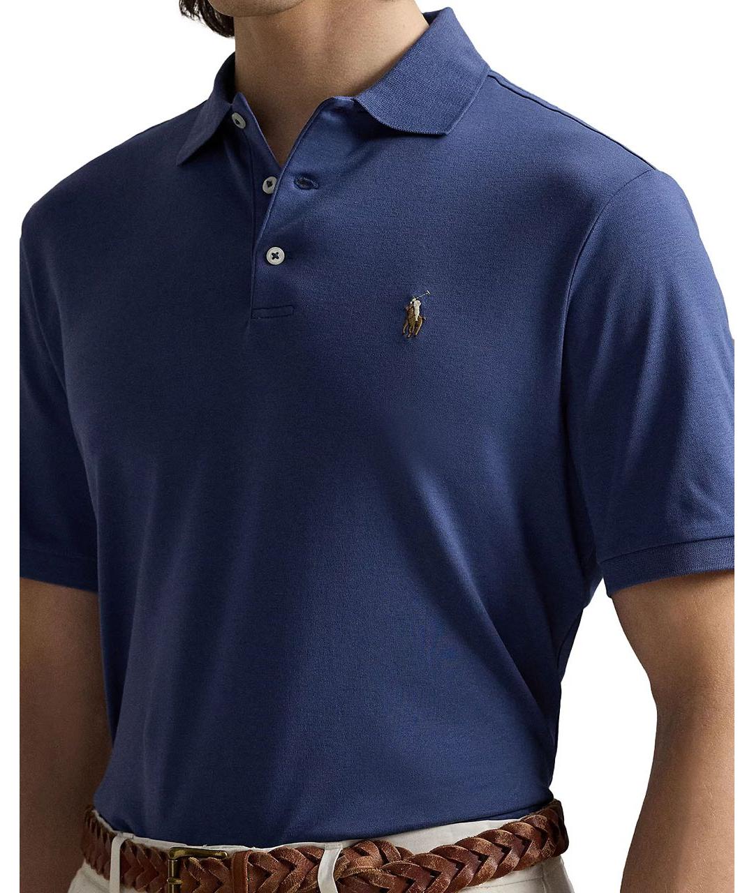 POLO RALPH LAUREN Синее хлопковое поло с коротким рукавом, фото 2