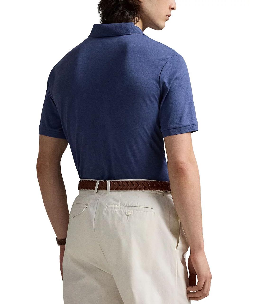 POLO RALPH LAUREN Синее хлопковое поло с коротким рукавом, фото 5