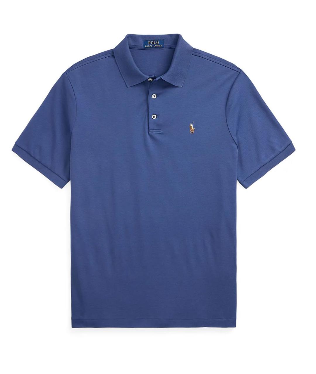 POLO RALPH LAUREN Синее хлопковое поло с коротким рукавом, фото 1