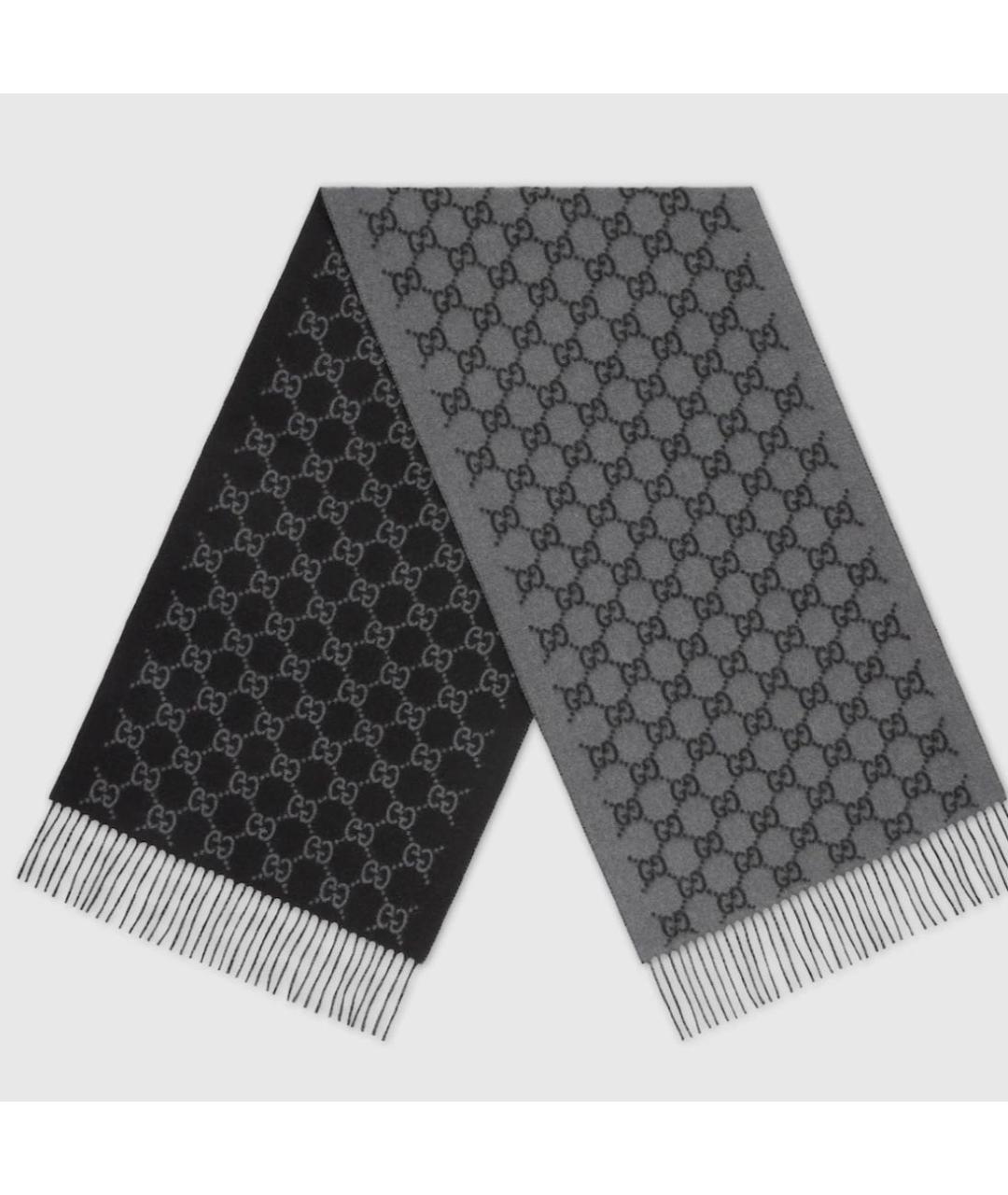 GUCCI Серый шерстяной шарф, фото 5