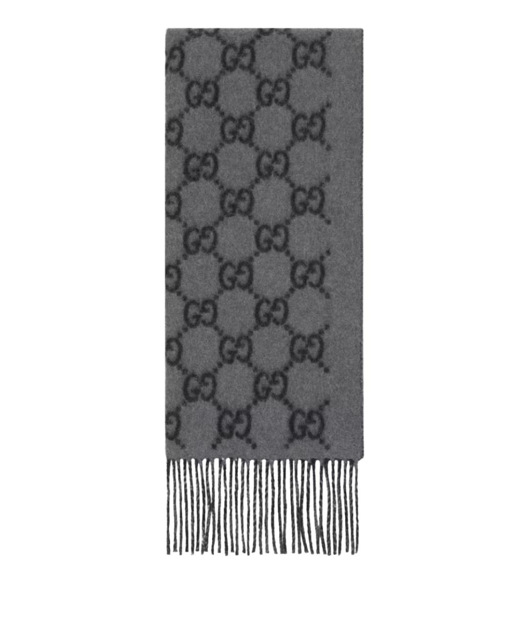 GUCCI Серый шерстяной шарф, фото 1
