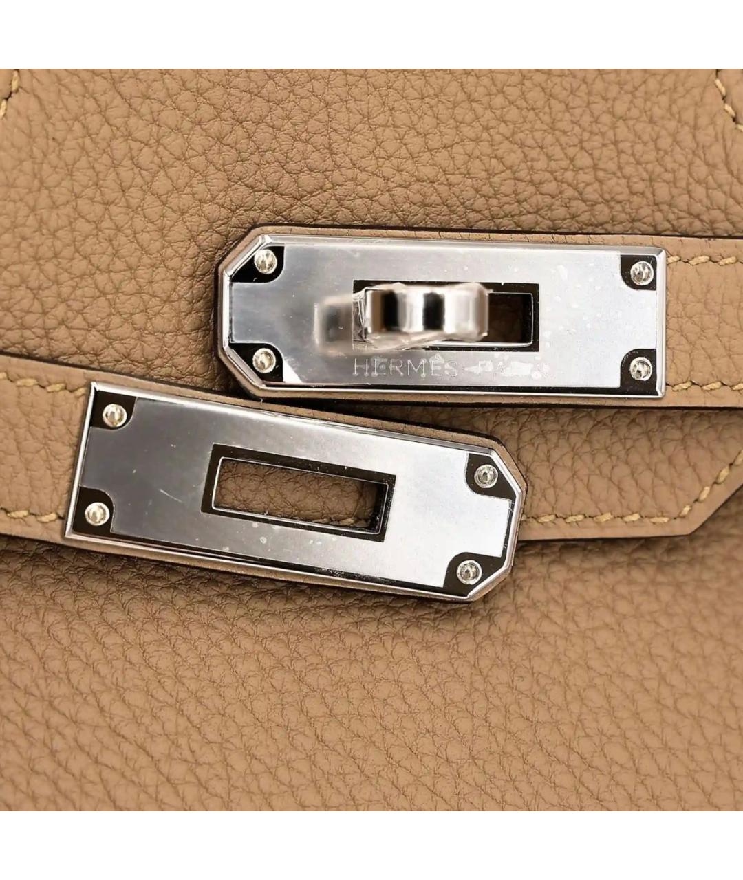 HERMES Коричневая кожаная сумка с короткими ручками, фото 5