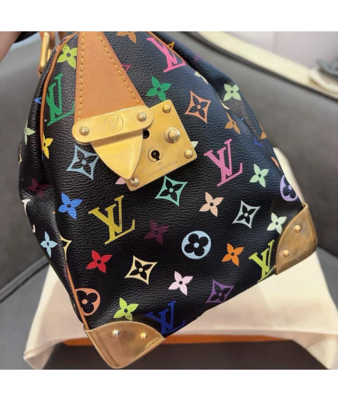 LOUIS VUITTON Черная кожаная сумка с короткими ручками, фото 4