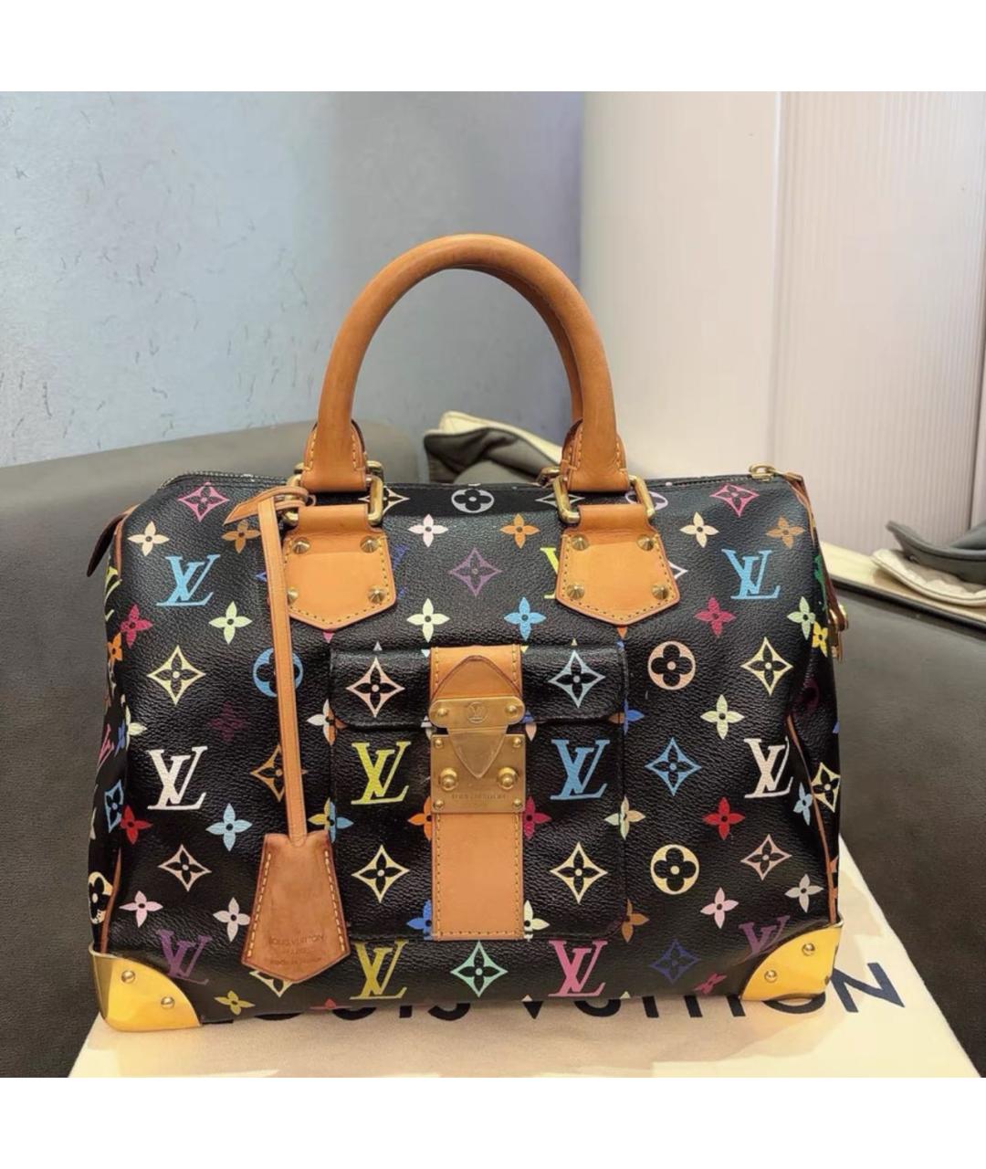 LOUIS VUITTON Черная кожаная сумка с короткими ручками, фото 9