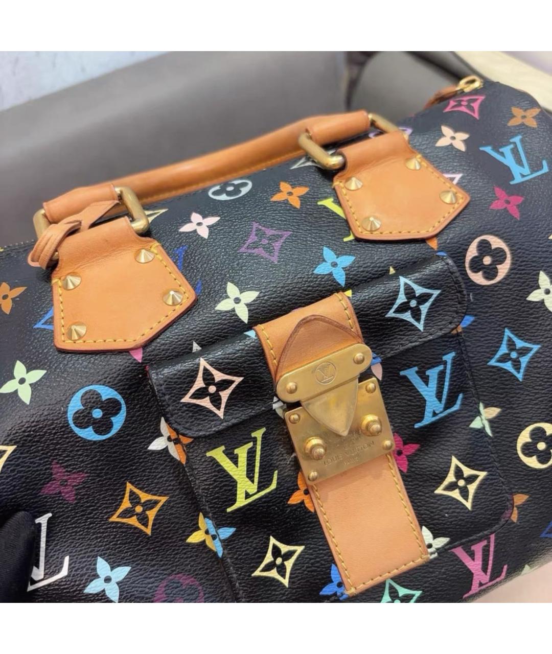 LOUIS VUITTON Черная кожаная сумка с короткими ручками, фото 6