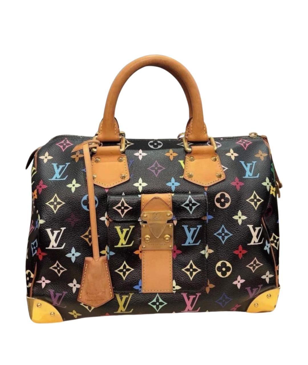 LOUIS VUITTON Черная кожаная сумка с короткими ручками, фото 1