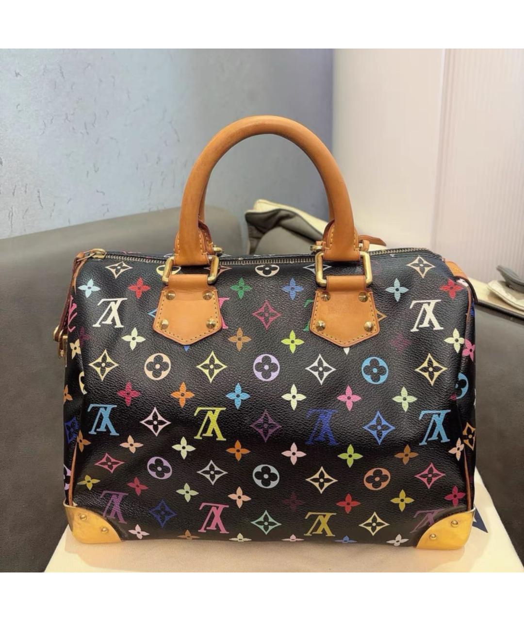 LOUIS VUITTON Черная кожаная сумка с короткими ручками, фото 2
