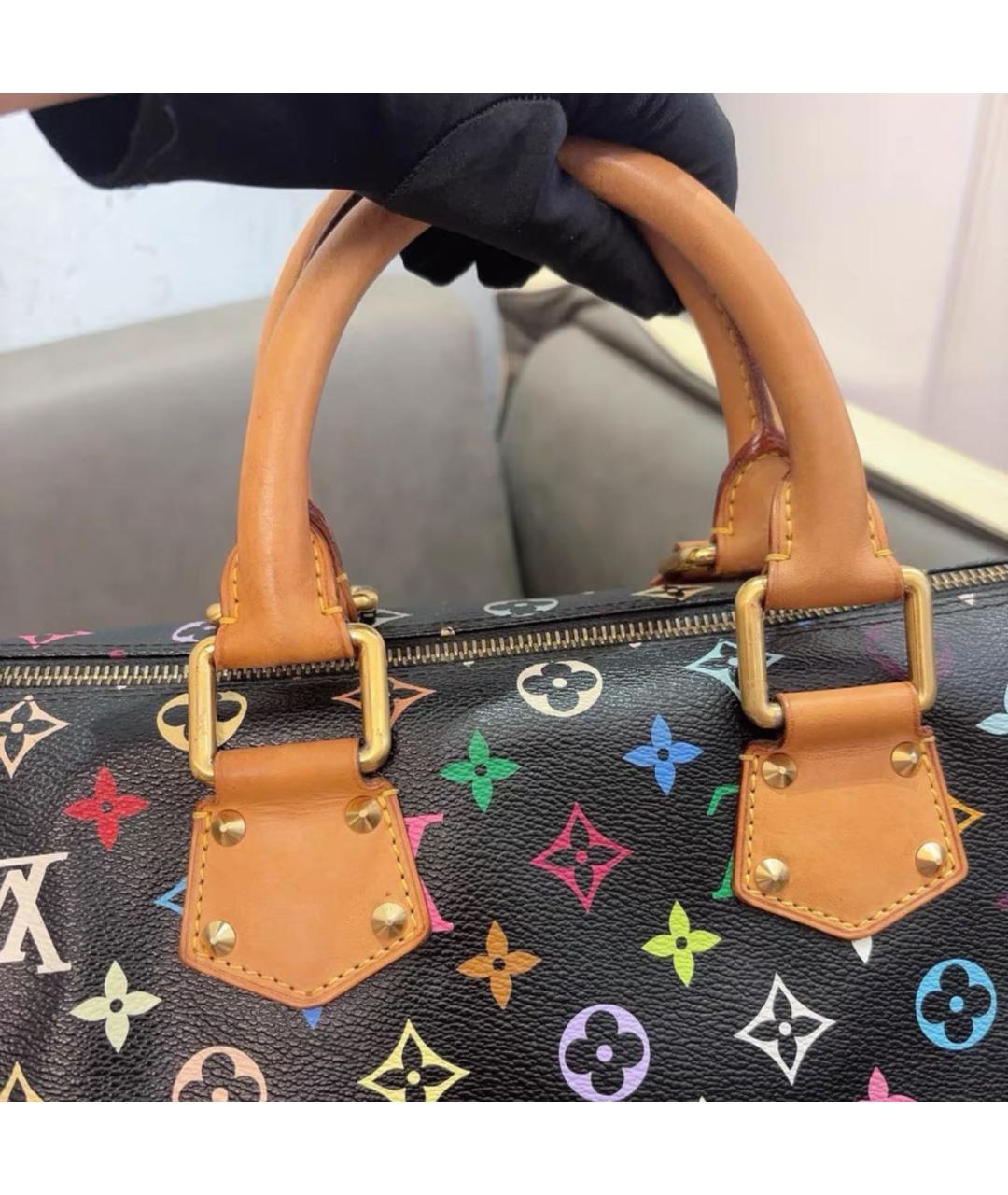 LOUIS VUITTON Черная кожаная сумка с короткими ручками, фото 7