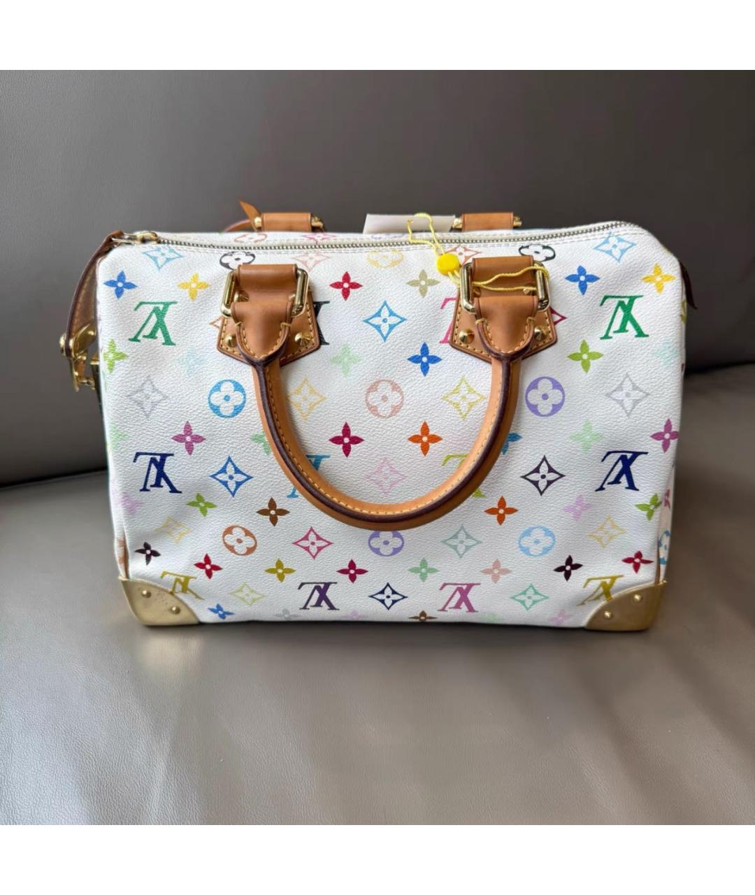 LOUIS VUITTON Белая кожаная сумка с короткими ручками, фото 2