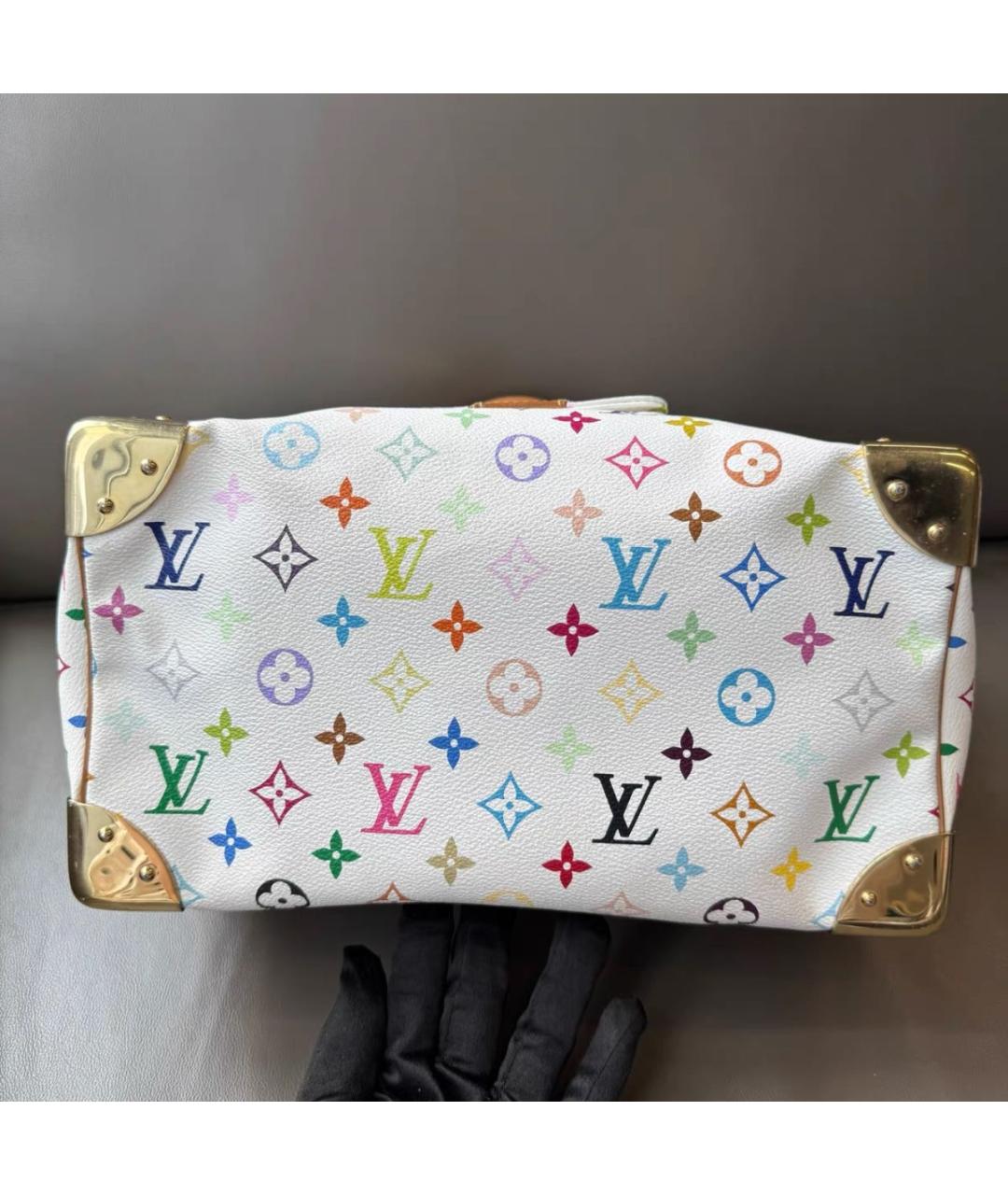 LOUIS VUITTON Белая кожаная сумка с короткими ручками, фото 7