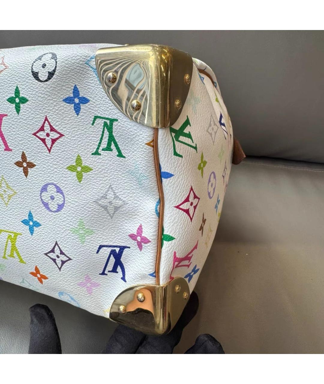 LOUIS VUITTON Белая кожаная сумка с короткими ручками, фото 6