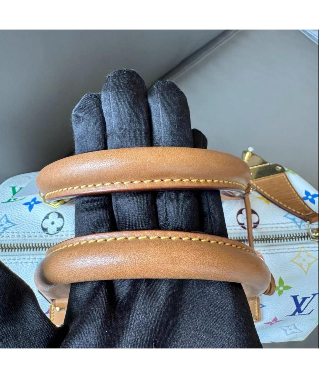 LOUIS VUITTON Белая кожаная сумка с короткими ручками, фото 8