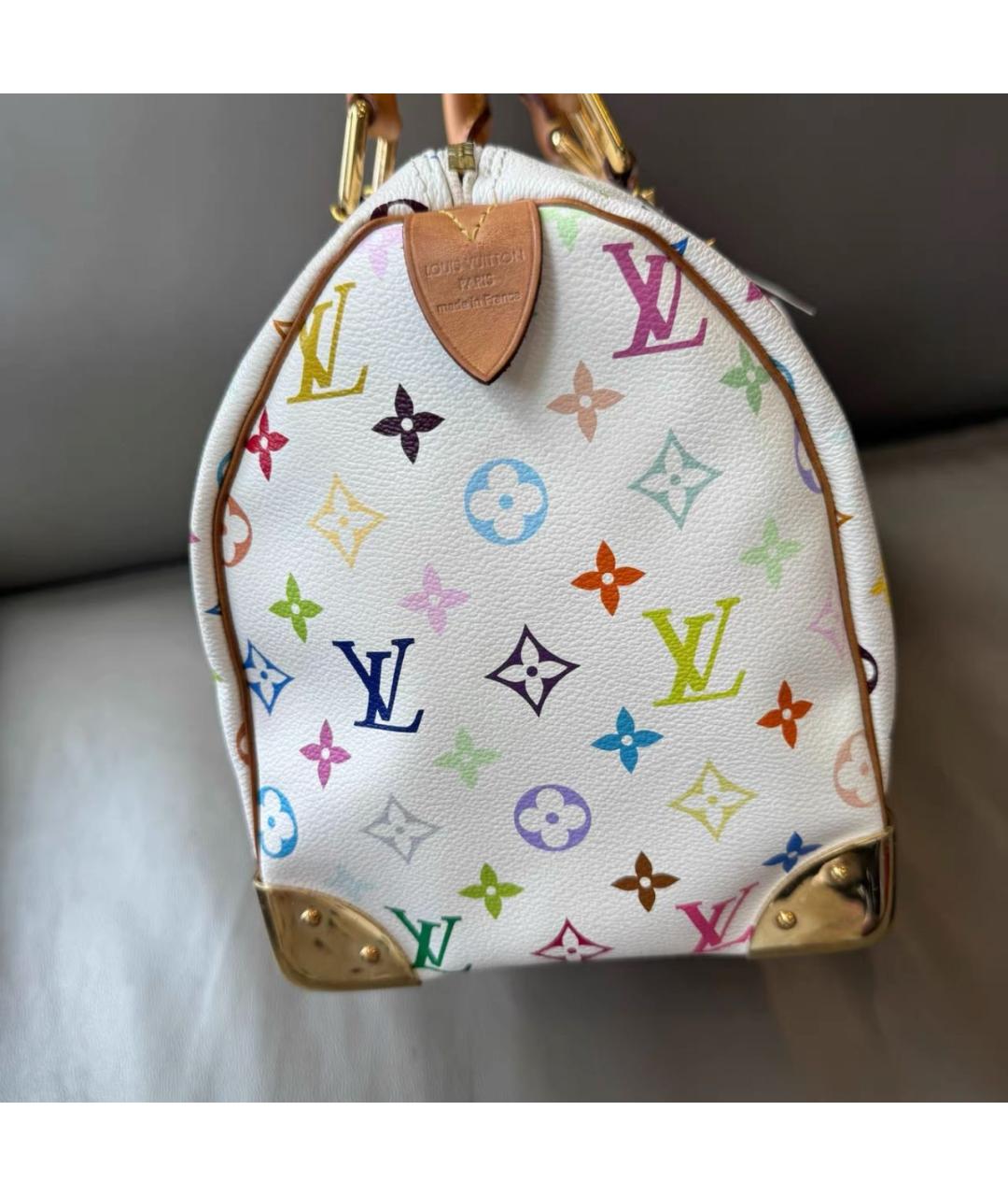 LOUIS VUITTON Белая кожаная сумка с короткими ручками, фото 4