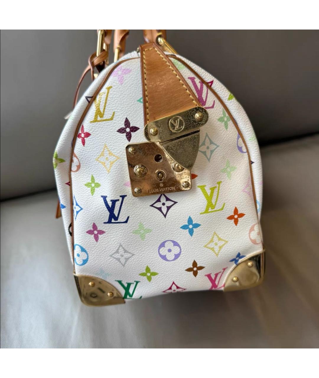 LOUIS VUITTON Белая кожаная сумка с короткими ручками, фото 3