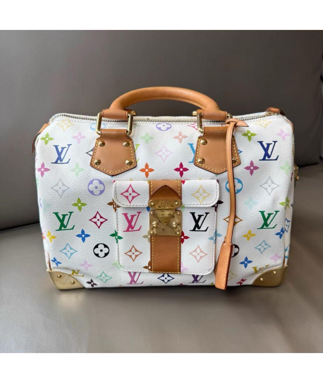 LOUIS VUITTON Белая кожаная сумка с короткими ручками, фото 9