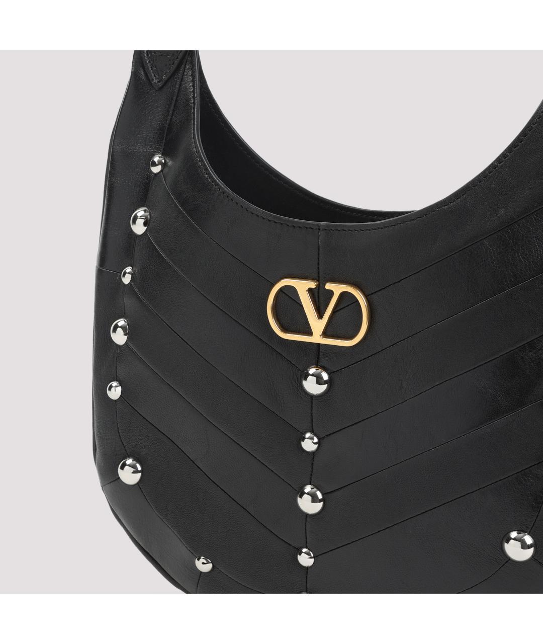 VALENTINO Черная кожаная сумка через плечо, фото 4