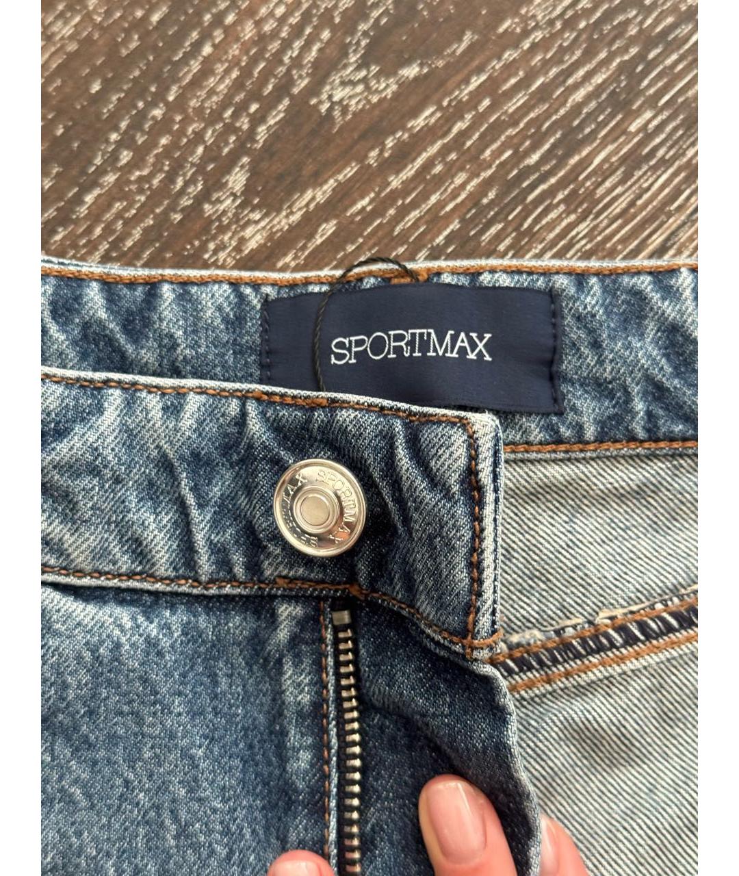 SPORTMAX Синие хлопковые прямые джинсы, фото 3