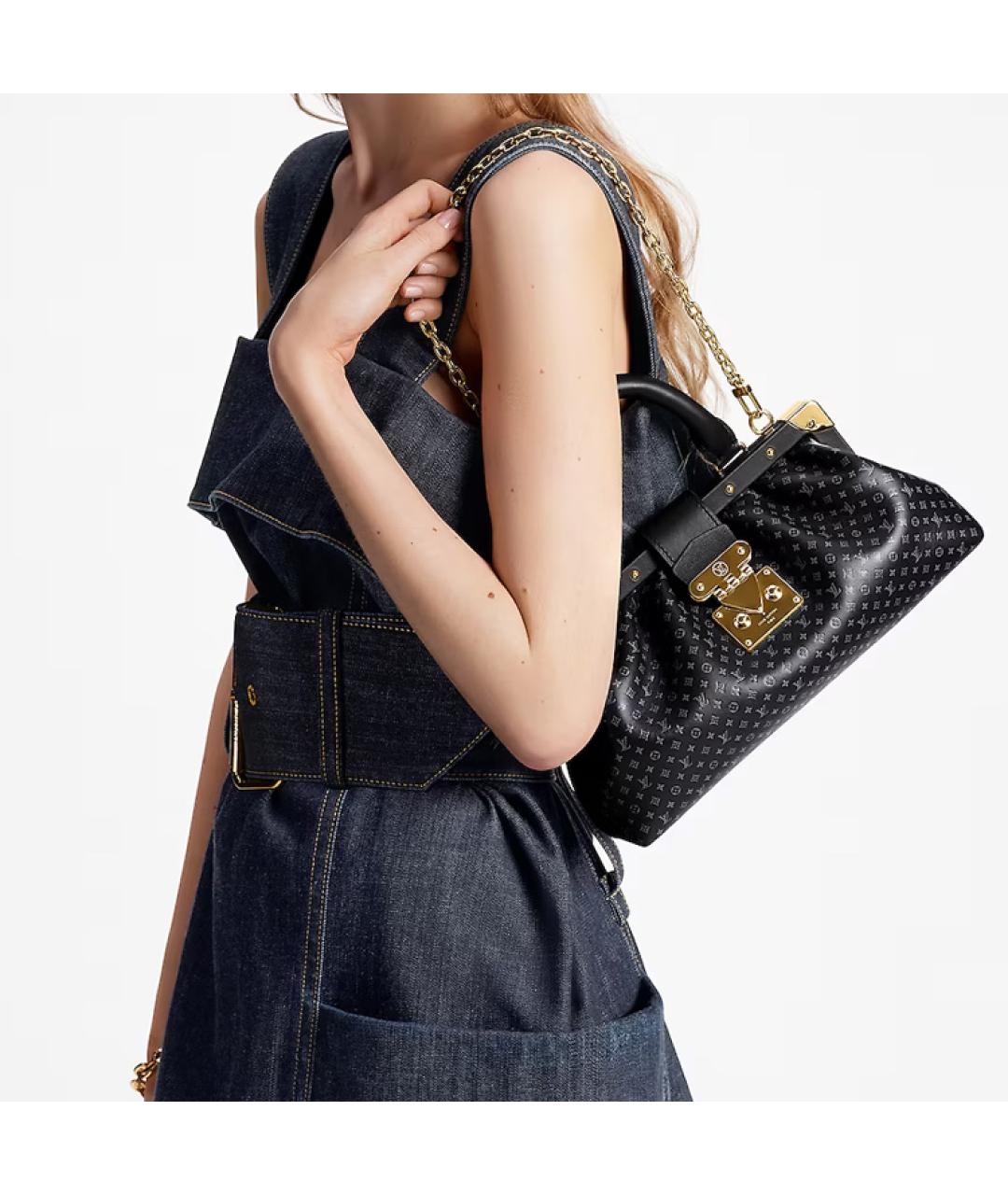 LOUIS VUITTON Черная кожаная сумка через плечо, фото 7