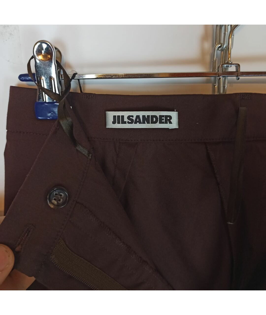 JIL SANDER VINTAGE Коричневые хлопко-эластановые прямые брюки, фото 4