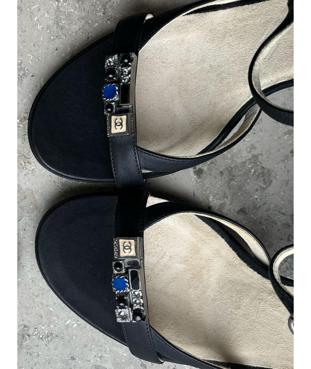 CHANEL Черные текстильные босоножки, фото 3