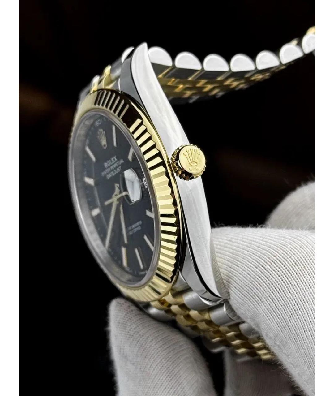 ROLEX Черные часы из желтого золота, фото 3