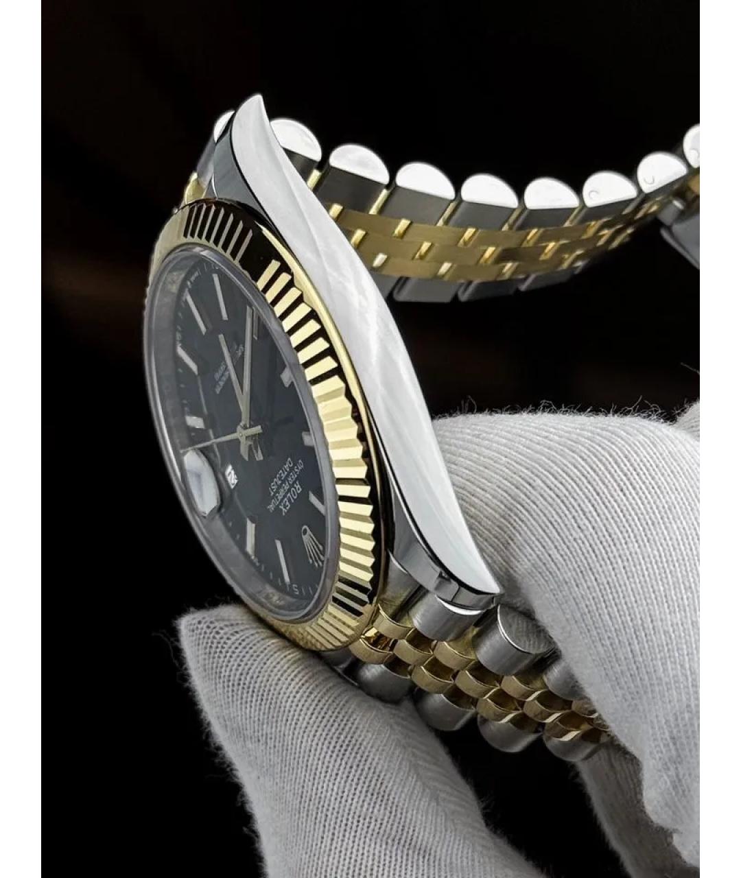 ROLEX Черные часы из желтого золота, фото 4