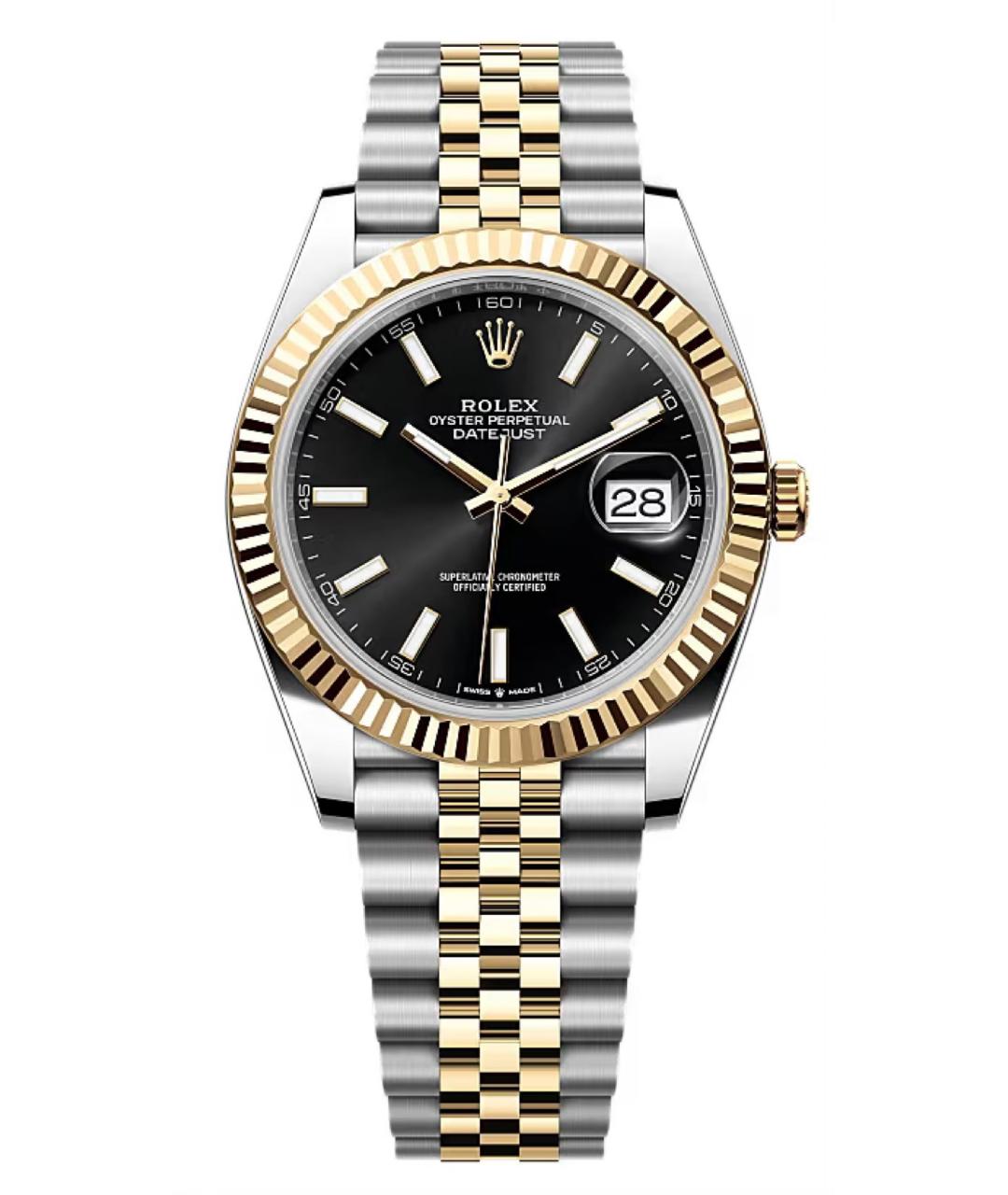 ROLEX Черные часы из желтого золота, фото 1