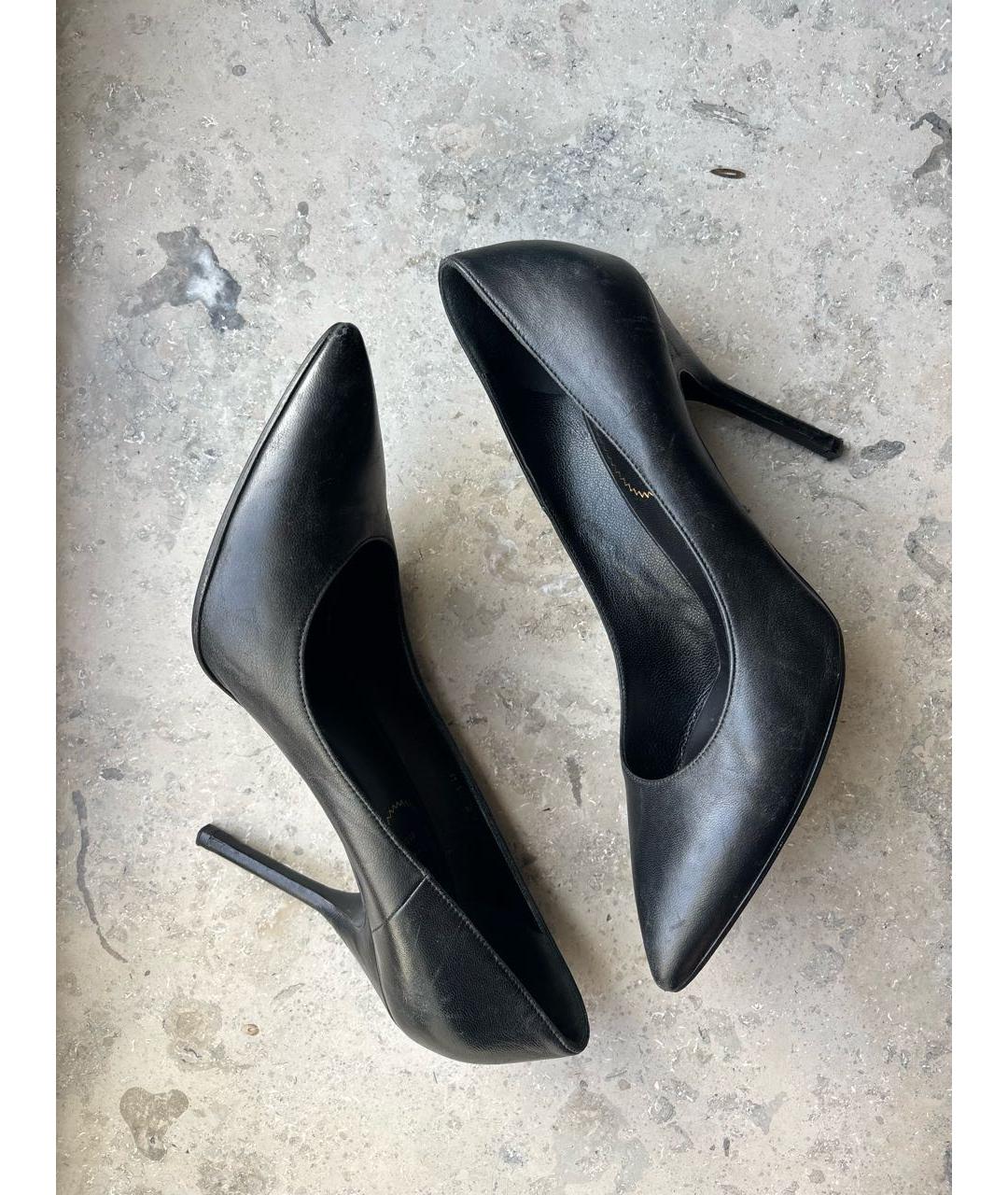 SAINT LAURENT Черные кожаные туфли, фото 5