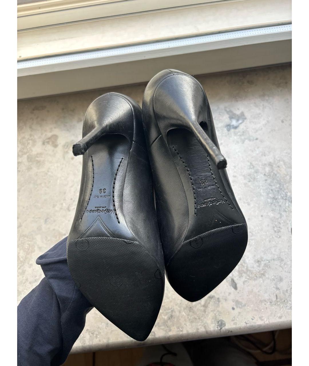 SAINT LAURENT Черные кожаные туфли, фото 4
