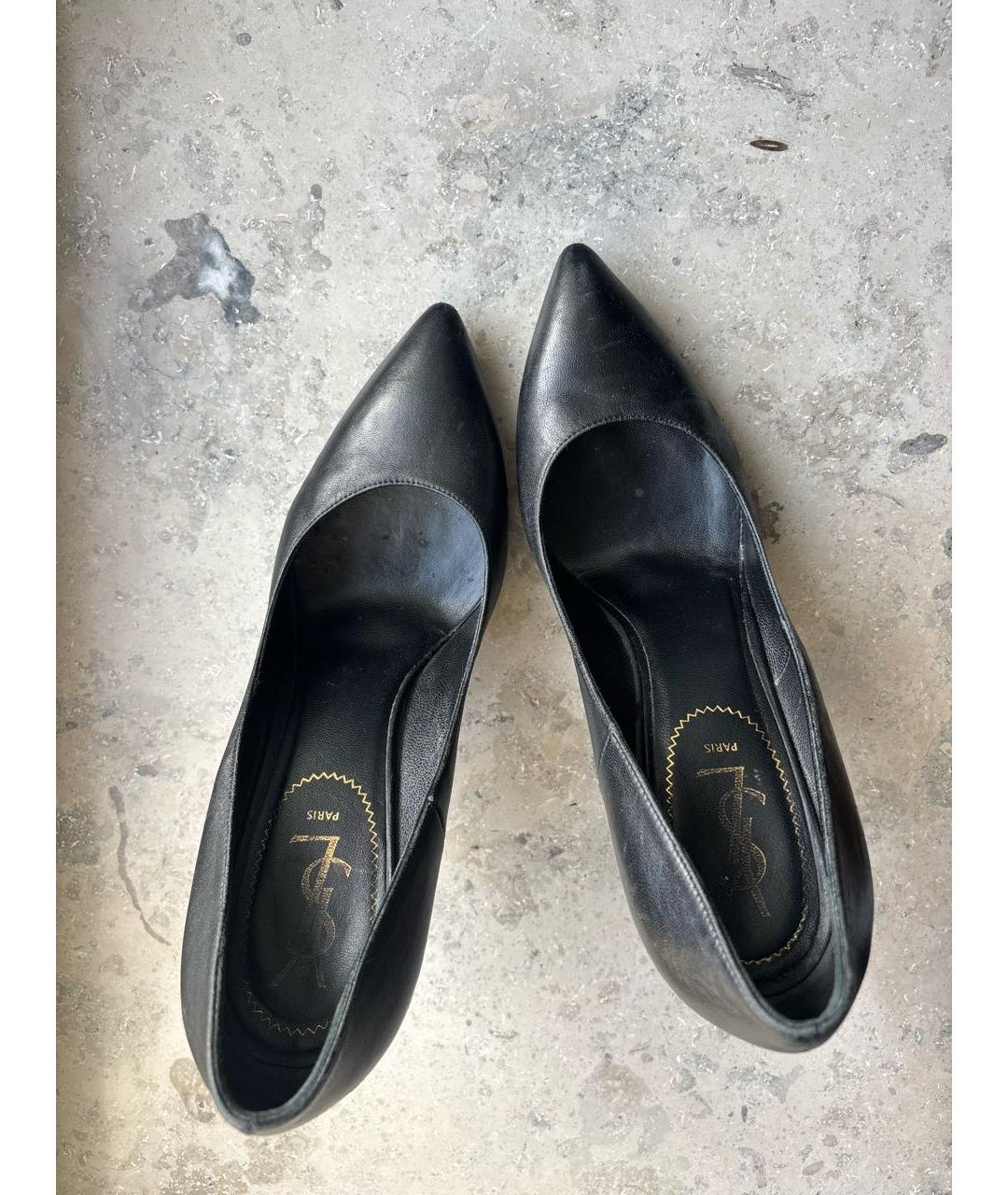 SAINT LAURENT Черные кожаные туфли, фото 2