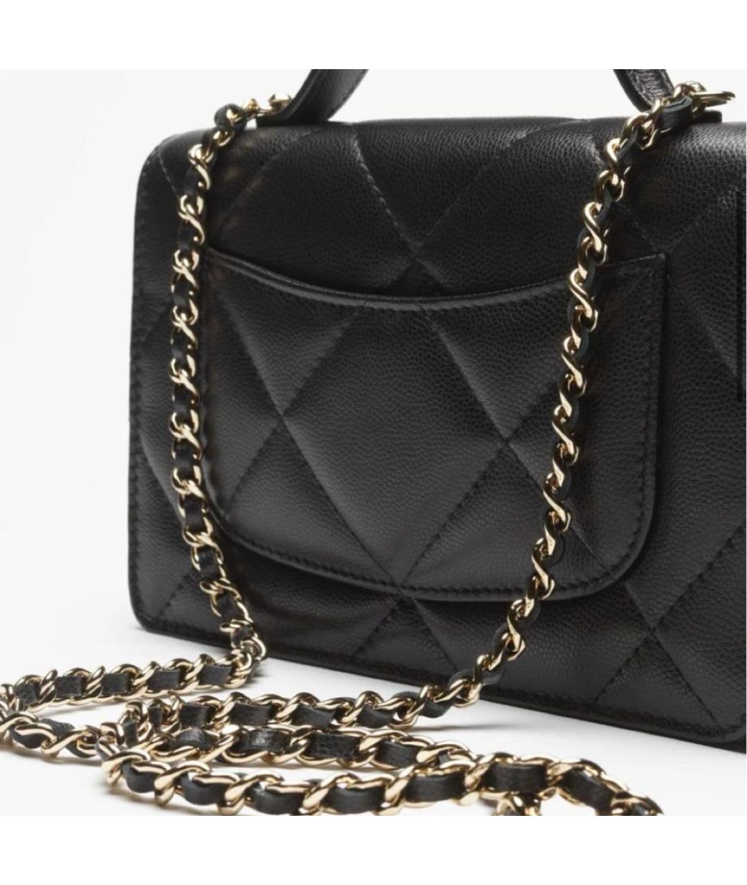 CHANEL Черная кожаная сумка с короткими ручками, фото 4