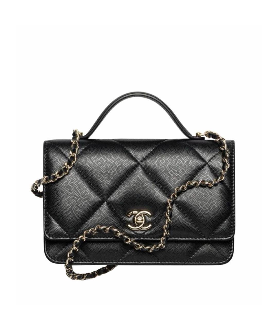 CHANEL Черная кожаная сумка с короткими ручками, фото 1