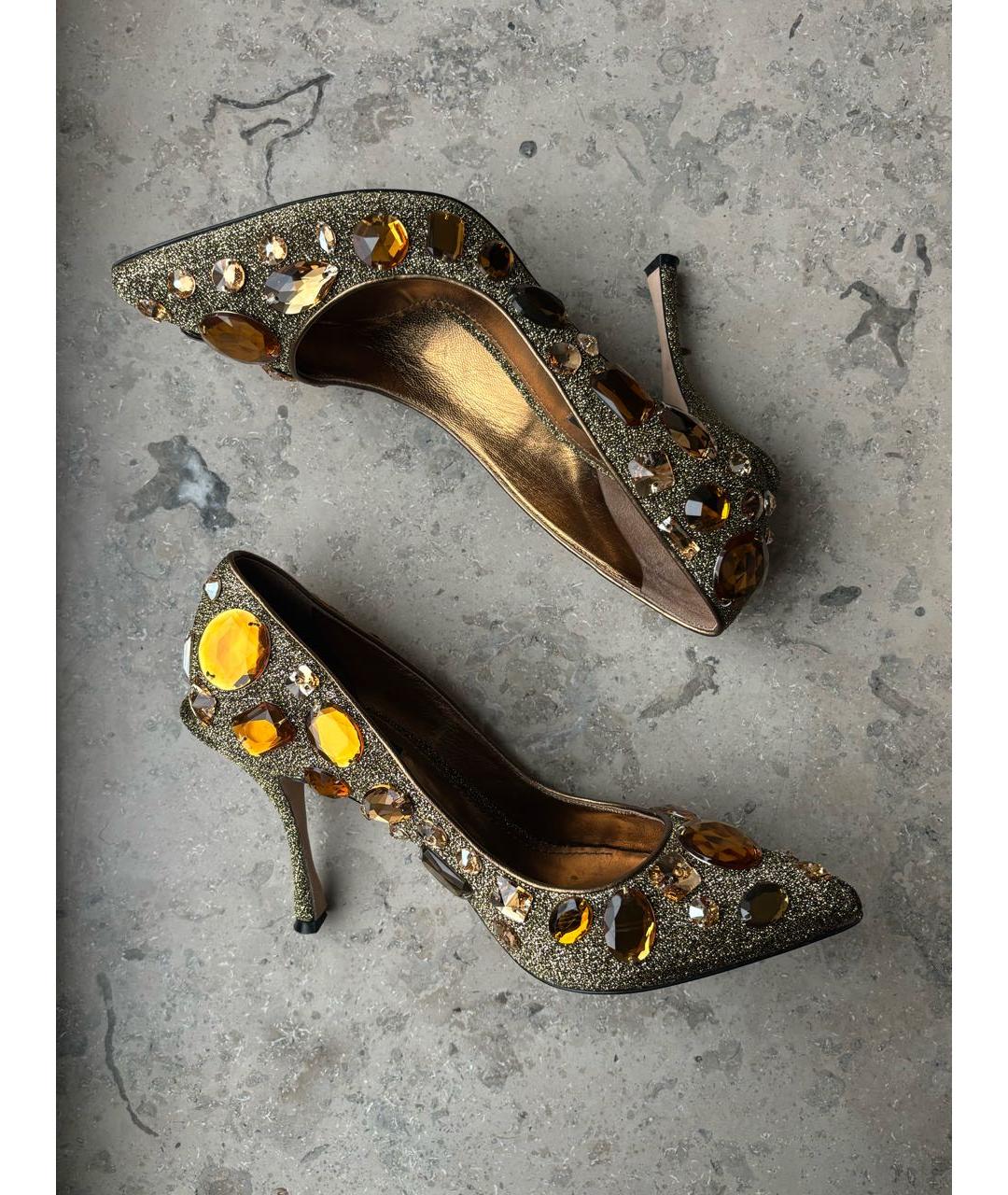 DOLCE&GABBANA Золотые туфли, фото 5