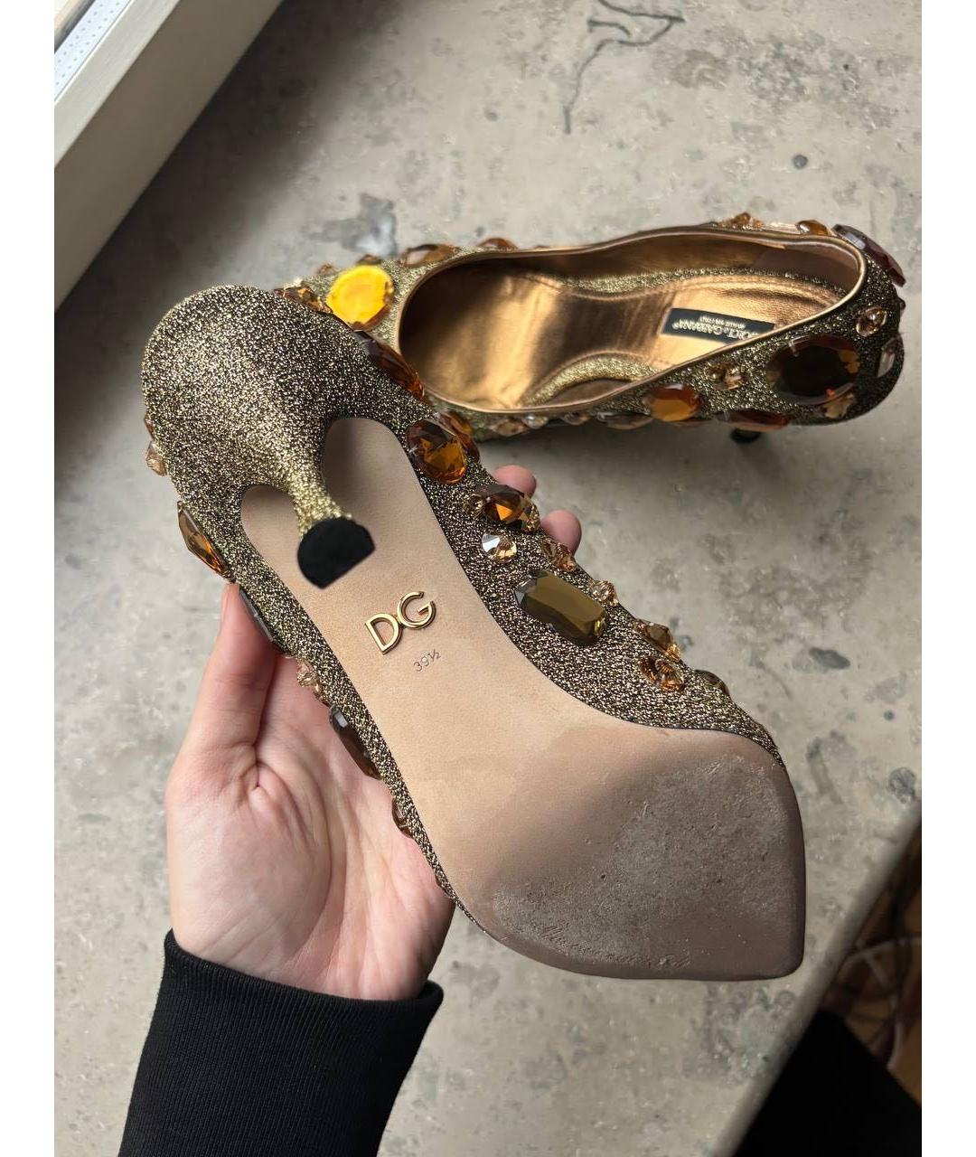 DOLCE&GABBANA Золотые туфли, фото 4