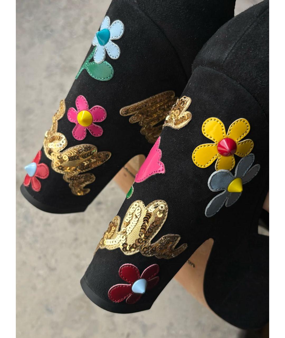 DOLCE&GABBANA Черные замшевые босоножки, фото 4