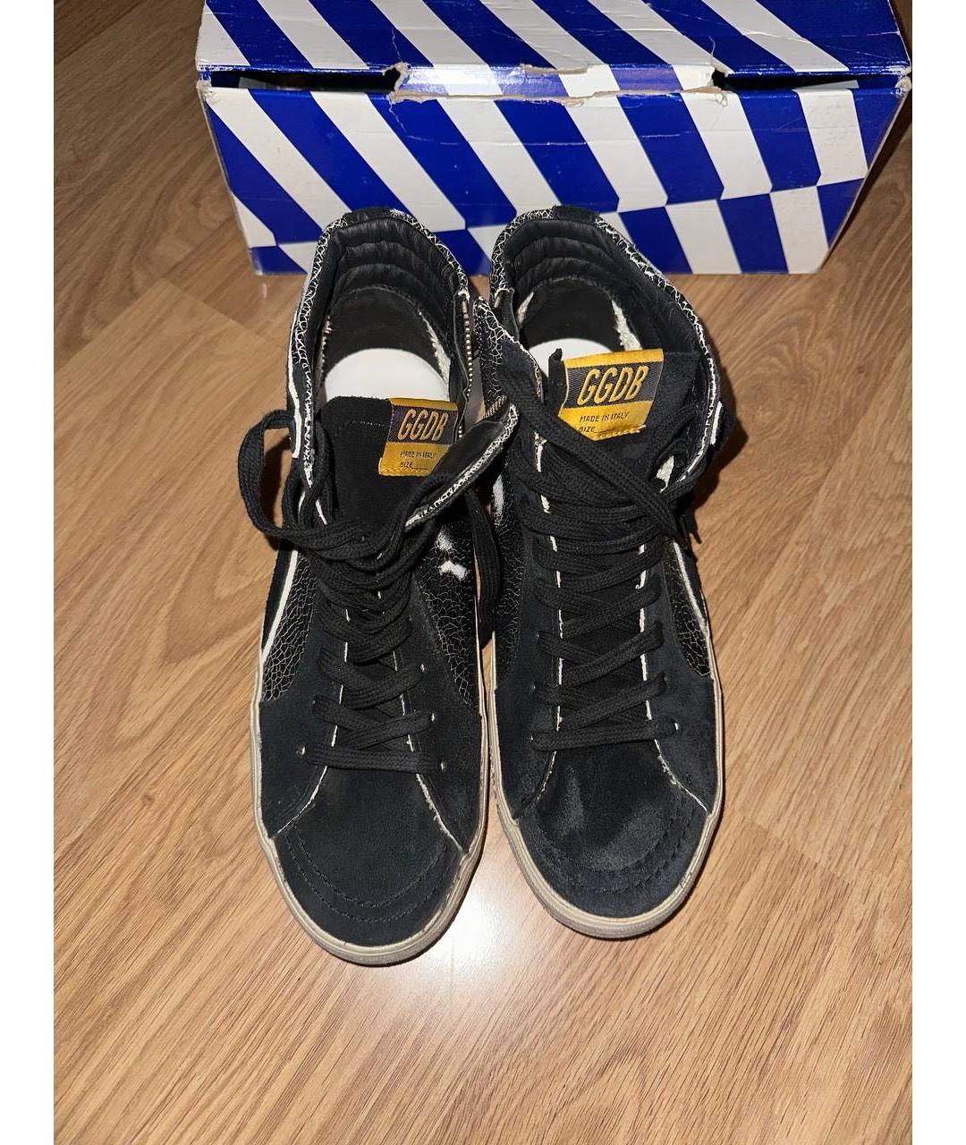 GOLDEN GOOSE DELUXE BRAND Серые кожаные высокие кроссовки / кеды, фото 2