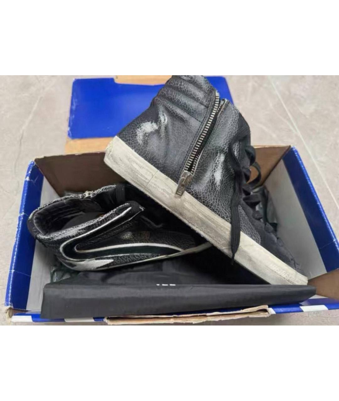 GOLDEN GOOSE DELUXE BRAND Серые кожаные высокие кроссовки / кеды, фото 5