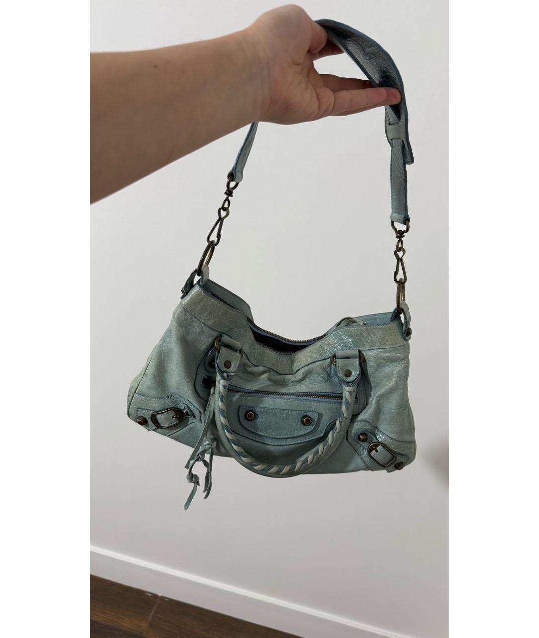 BALENCIAGA Голубая кожаная сумка через плечо, фото 2