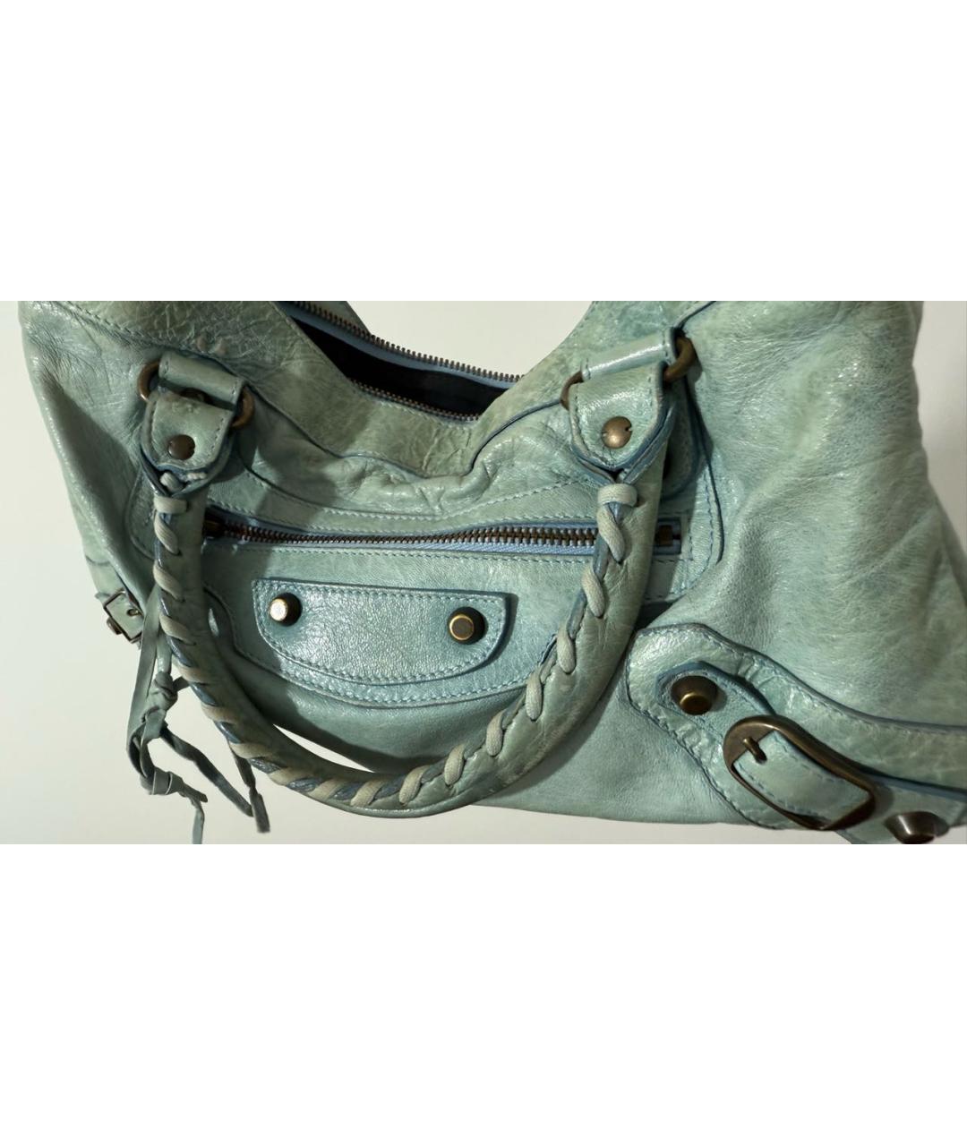 BALENCIAGA Голубая кожаная сумка через плечо, фото 3